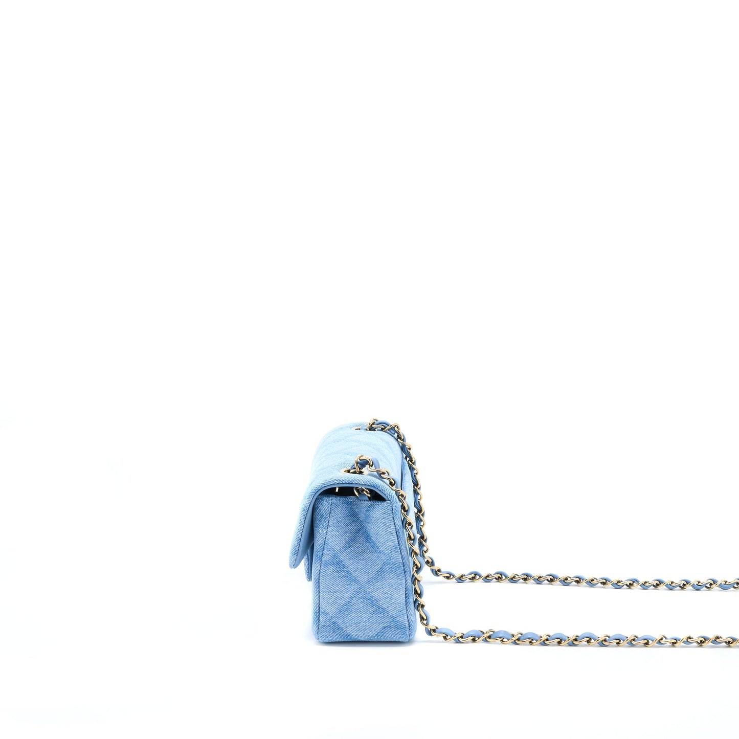 Chanel 22B Mini Rectangular Denim Light Blue L (Microchip)