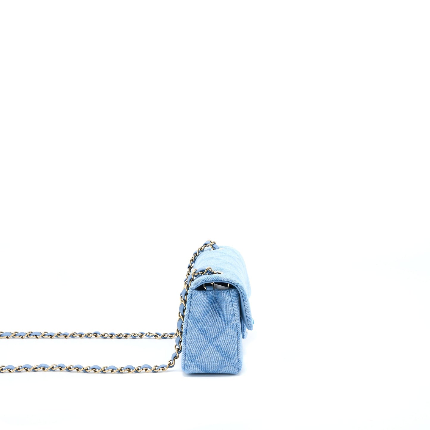 Chanel 22B Mini Rectangular Denim Light Blue L (Microchip)