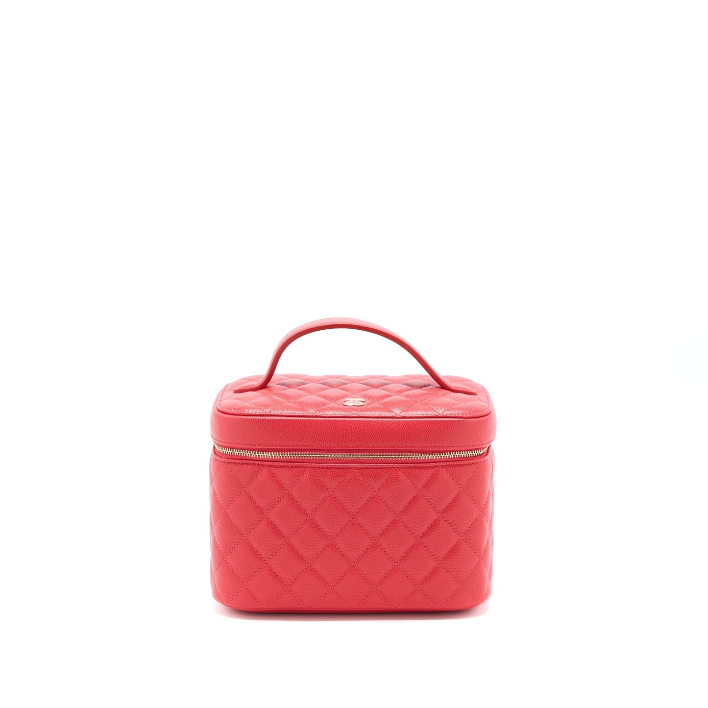 Chanel Top Handle Vanity Case Caviar Red L