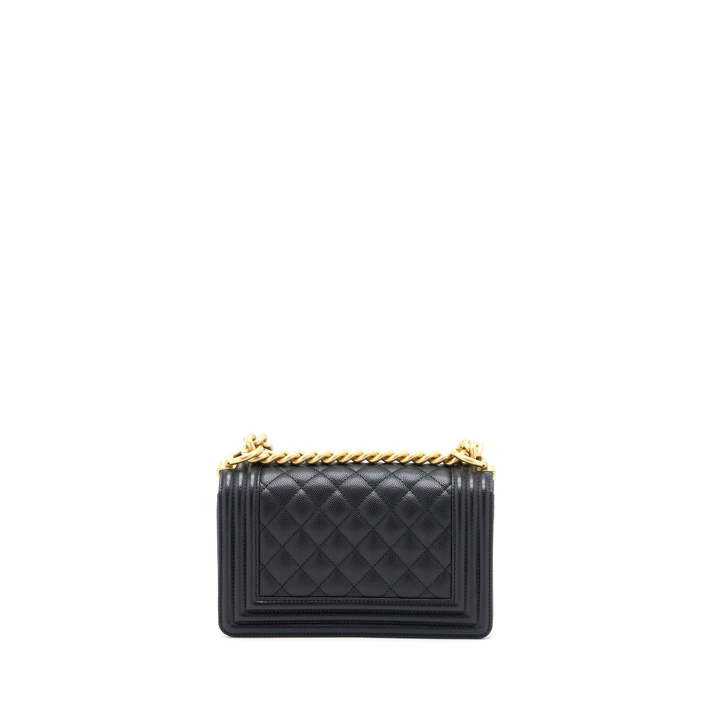 Chanel Small Boy Bag Caviar Black Brushed  (Microchip)