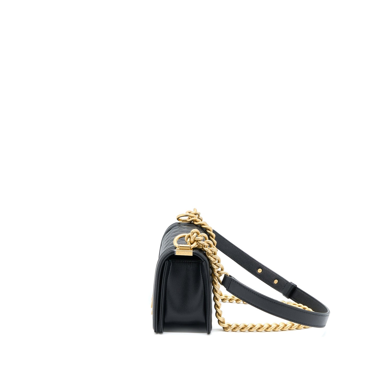 Chanel Small Boy Bag Caviar Black Brushed  (Microchip)