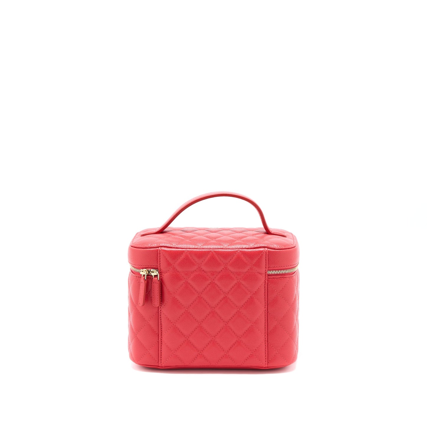Chanel Top Handle Vanity Case Caviar Red L