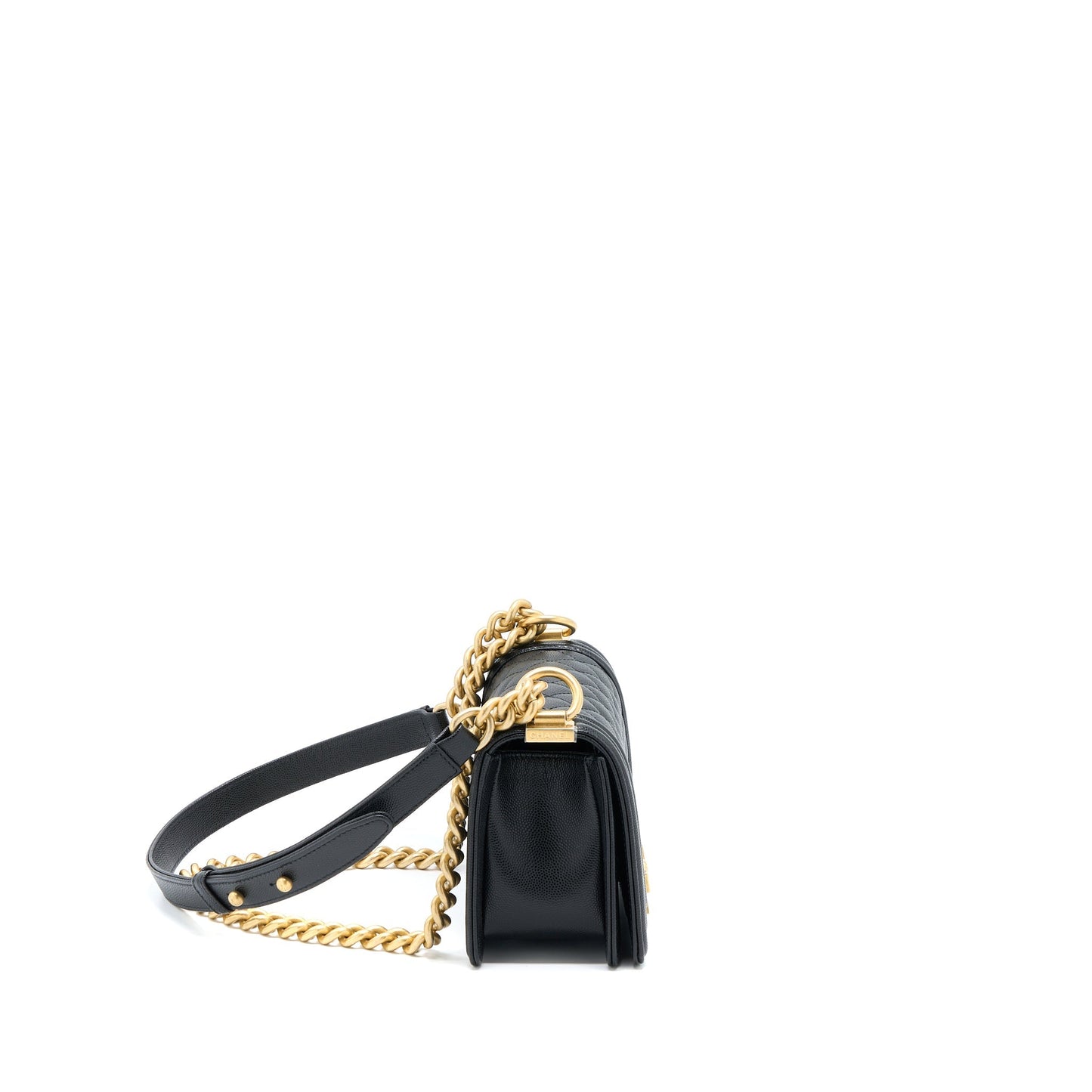 Chanel Small Boy Bag Caviar Black Brushed  (Microchip)