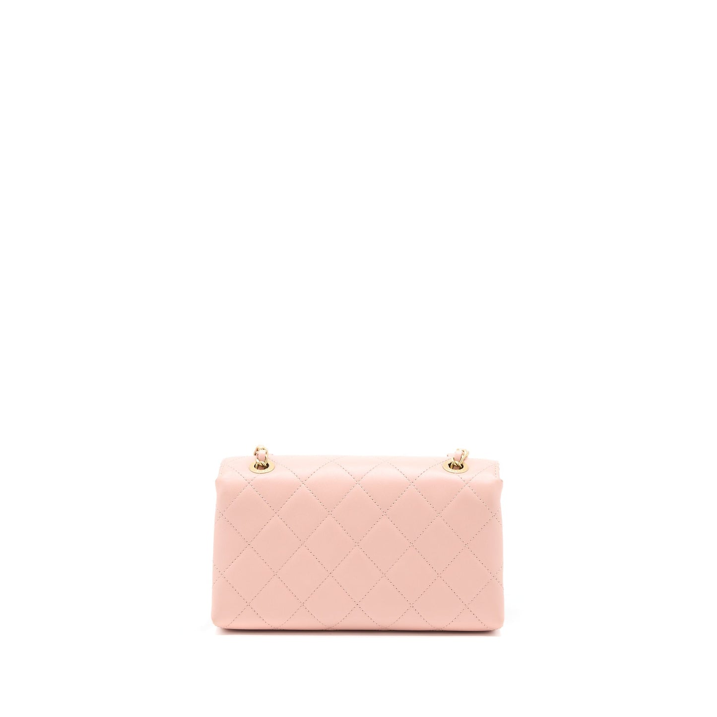 Chanel Front Logo Flap Bag Calfskin Pink Brushed