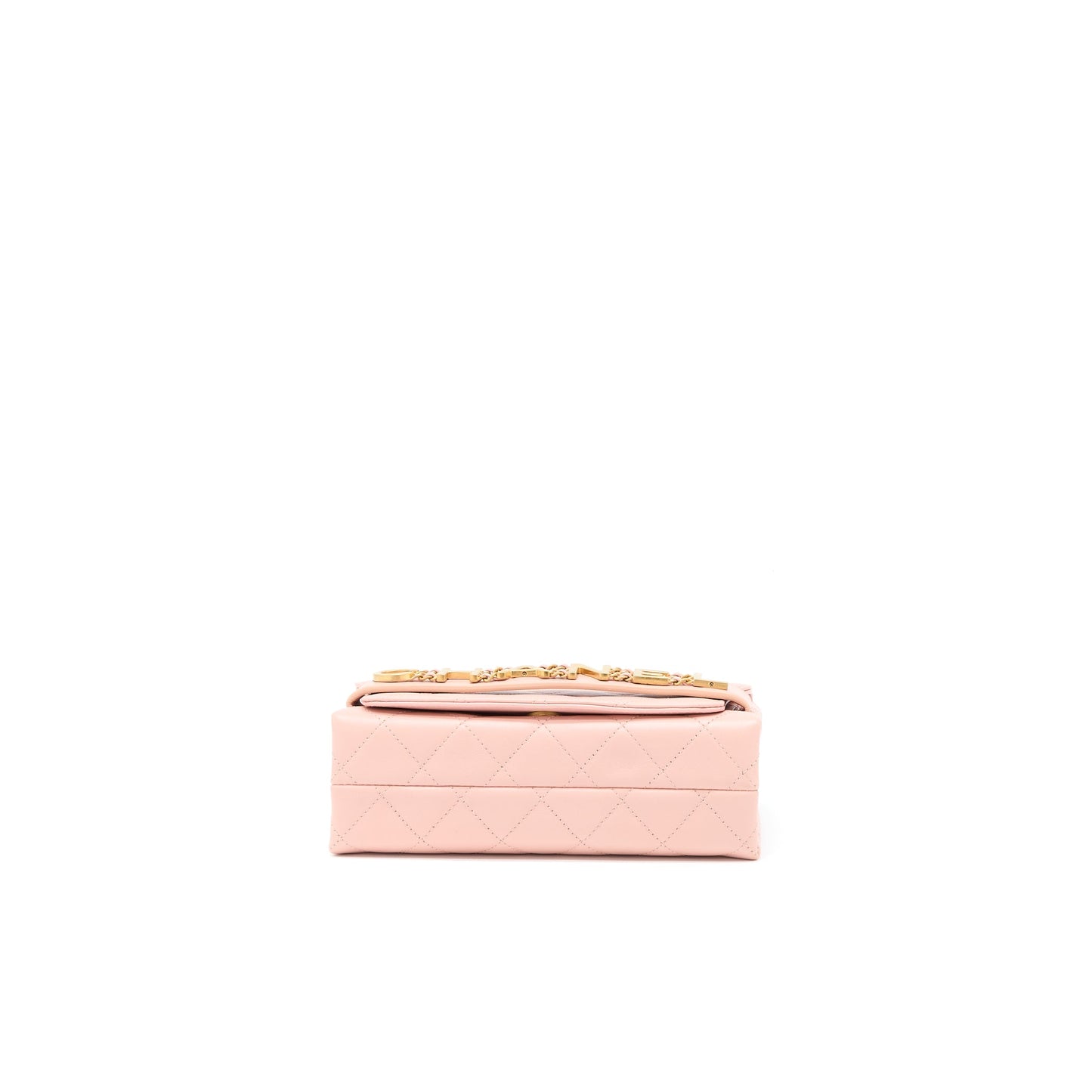 Chanel Front Logo Flap Bag Calfskin Pink Brushed