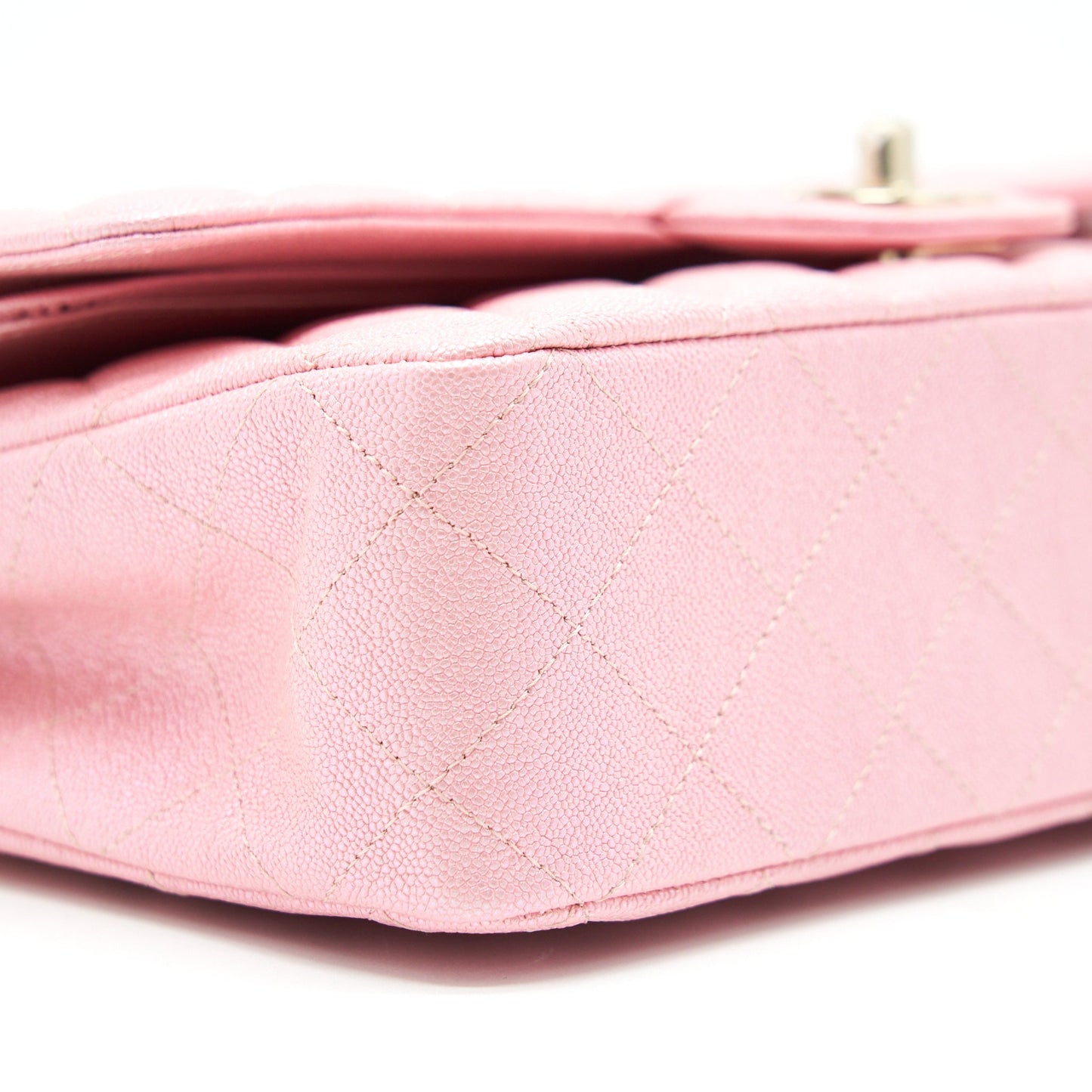 Chanel Iridescent Pearly Pink Medium Classic Double Flap Bag Caviar with L