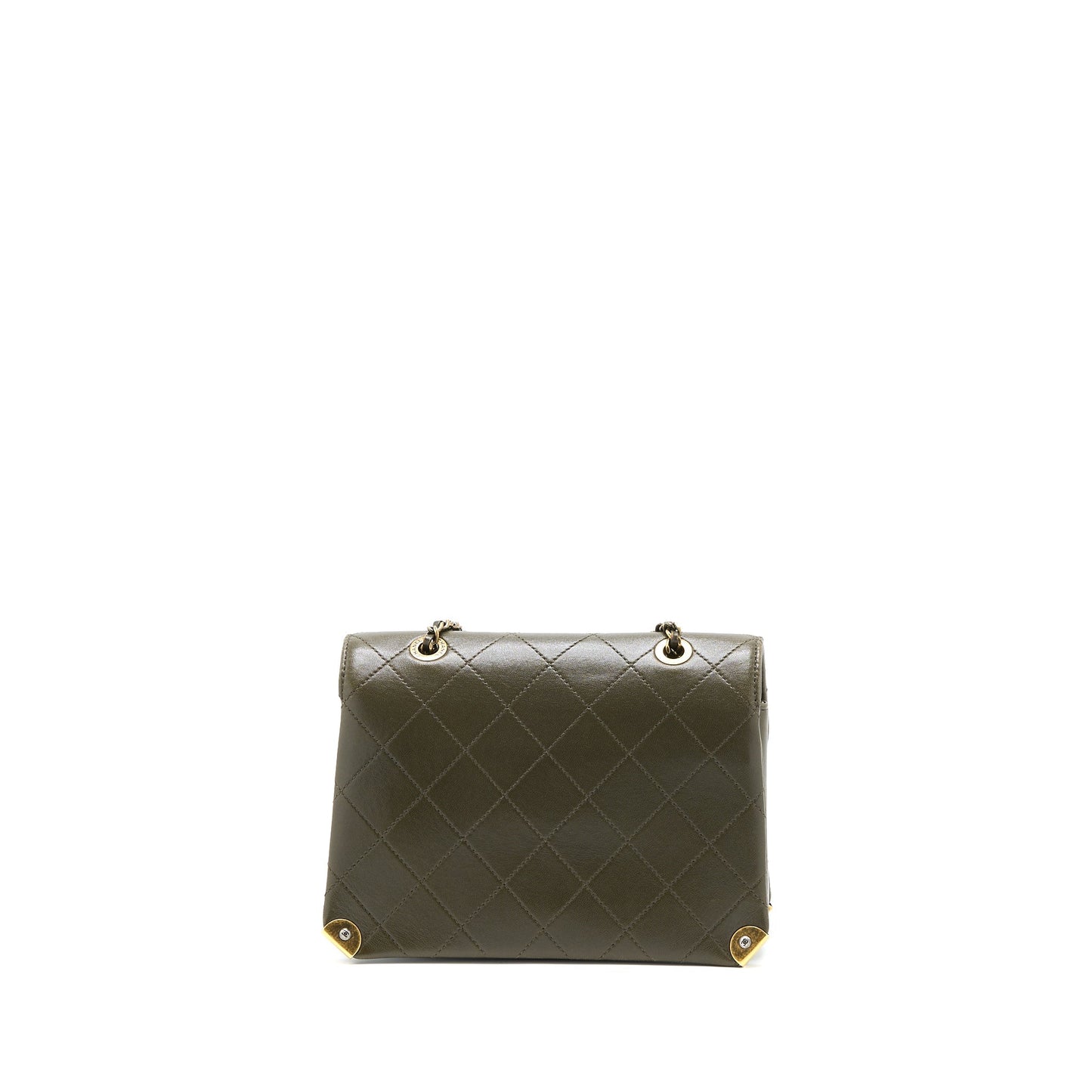 Chanel Messenger Flap Bag Lambskin Olive Green Ruthenium