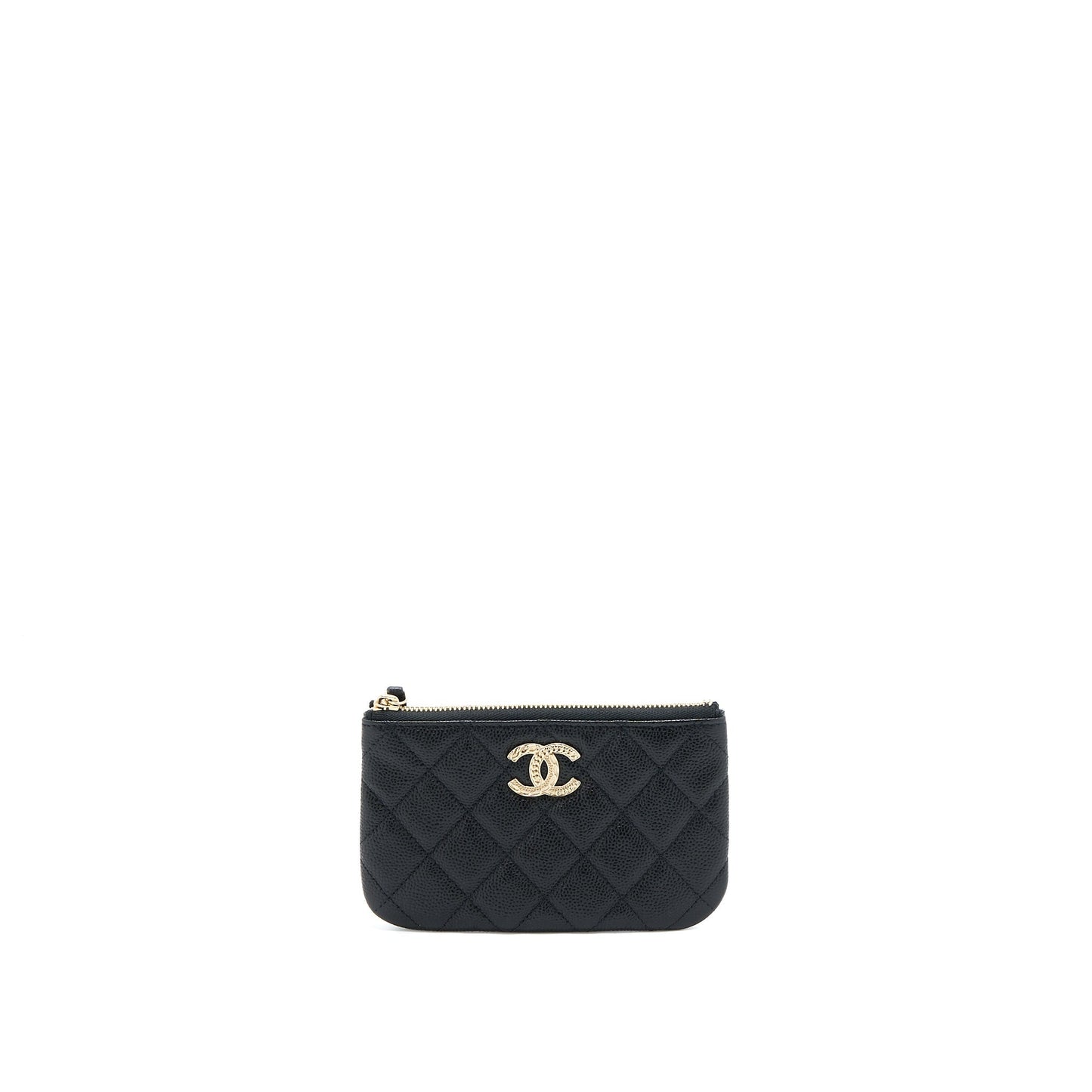 Chanel Zippy Small Pouch Detailed Logo Caviar Black L