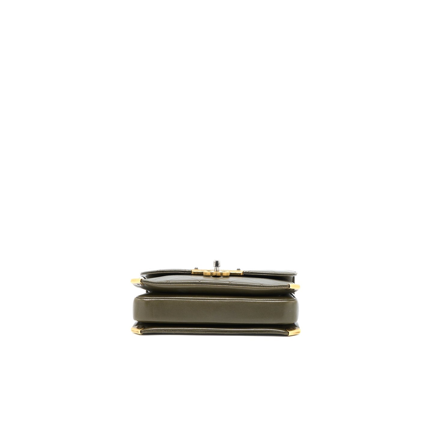 Chanel Messenger Flap Bag Lambskin Olive Green Ruthenium