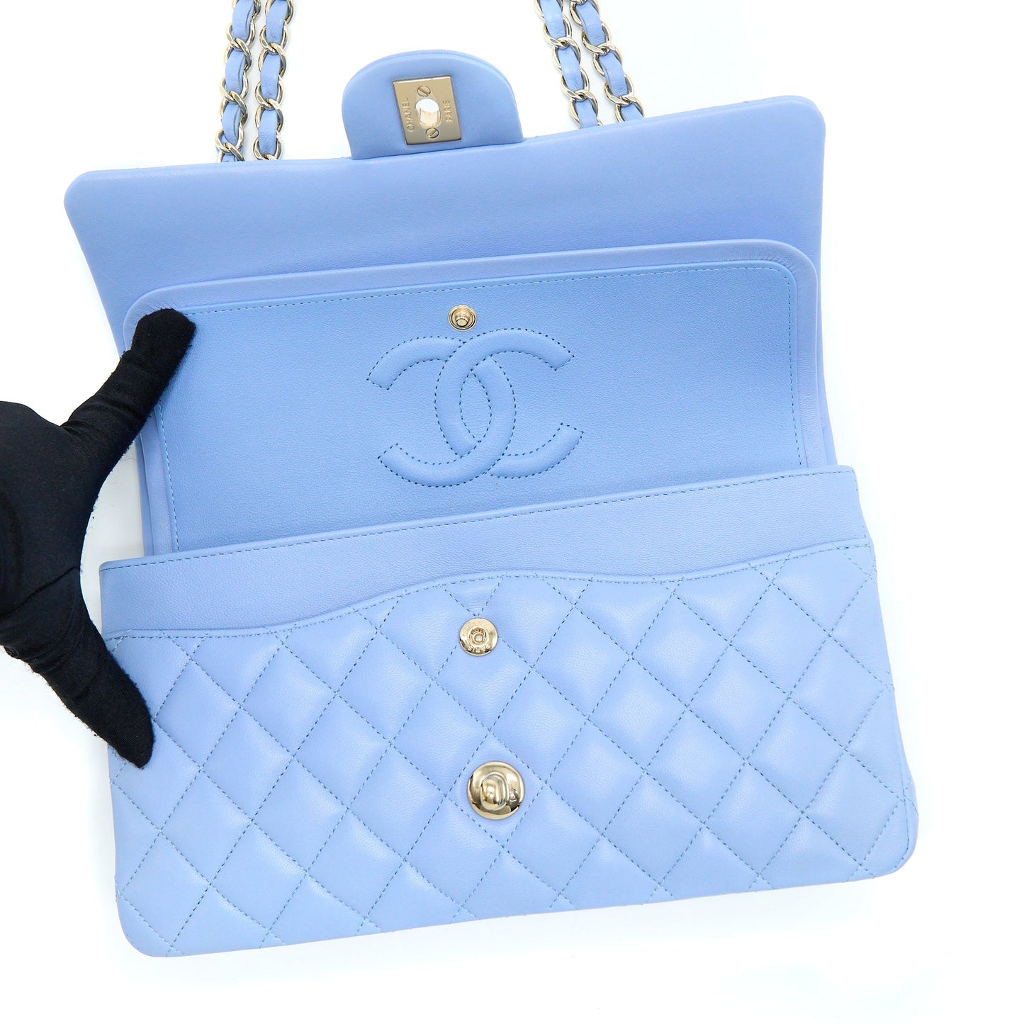 Chanel Classic Flap Bag Lambskin NA104 Light Blue L