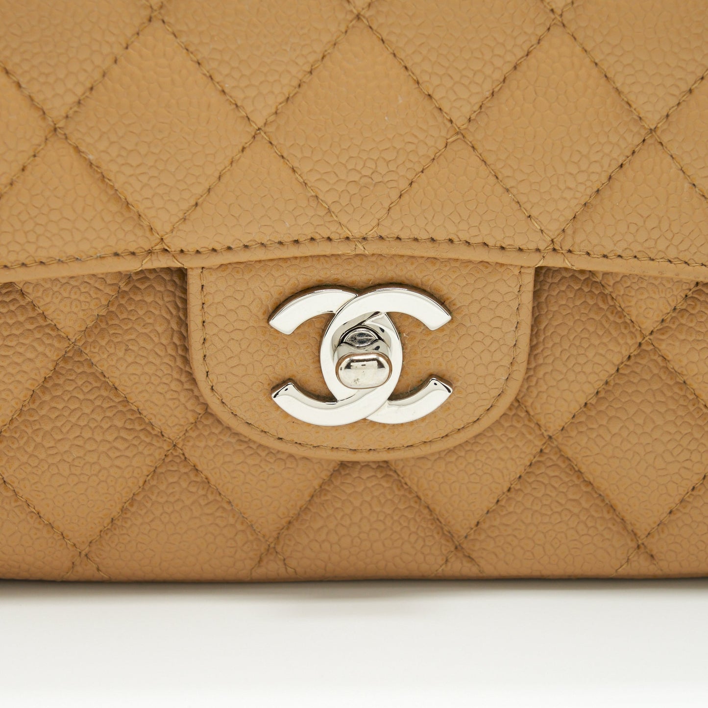Chanel Medium Classic Double Flap Bag Caviar Dark Beige
