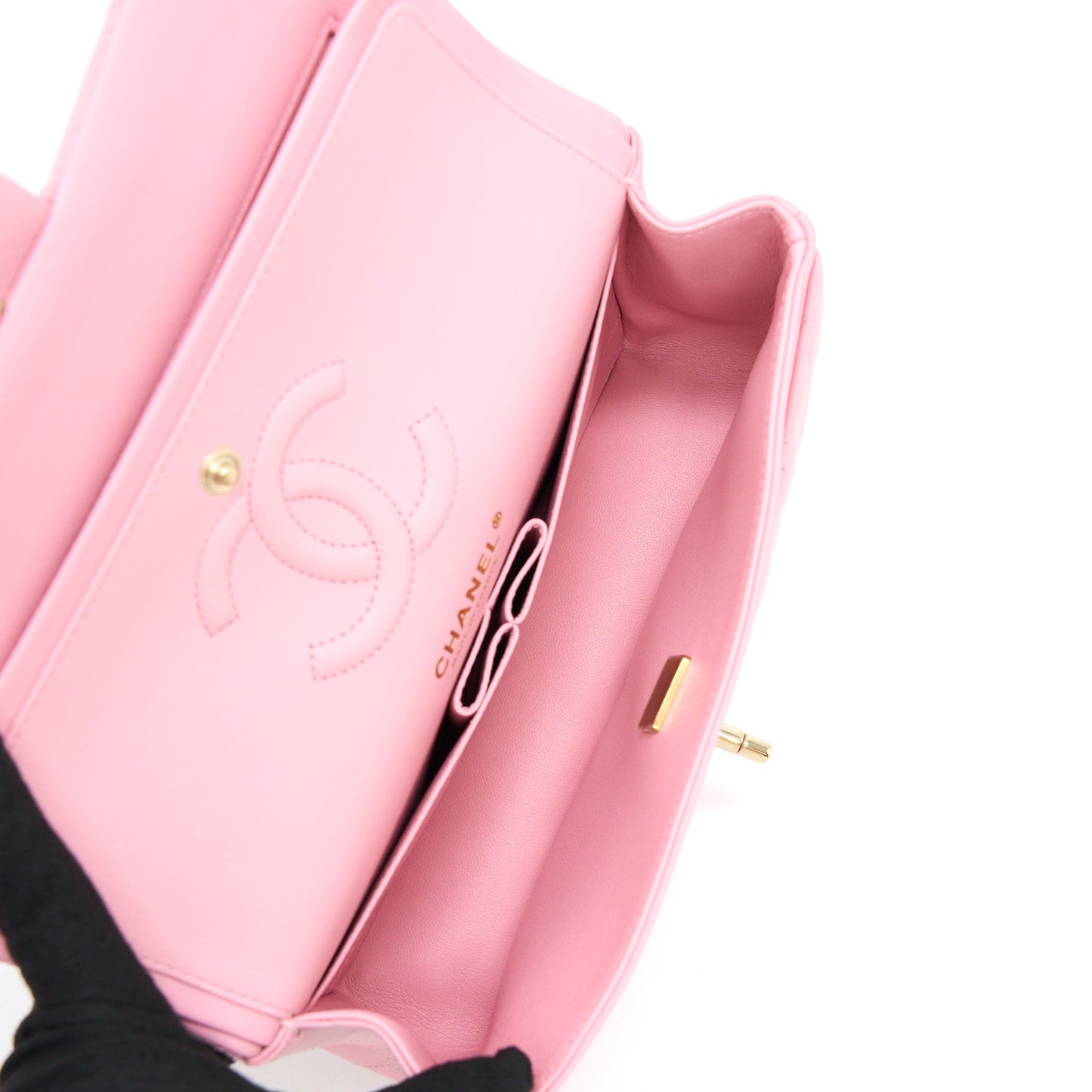 Chanel Small Classic Flap Bag Lambskin Pink L (Microchip)