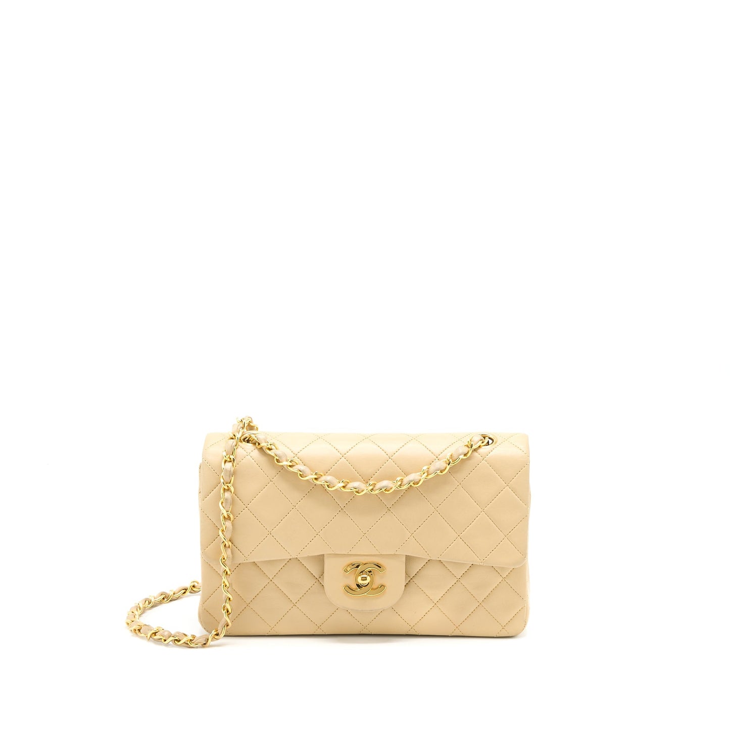 Chanel  Small Classic Double Flap Bag Lambskin Beige