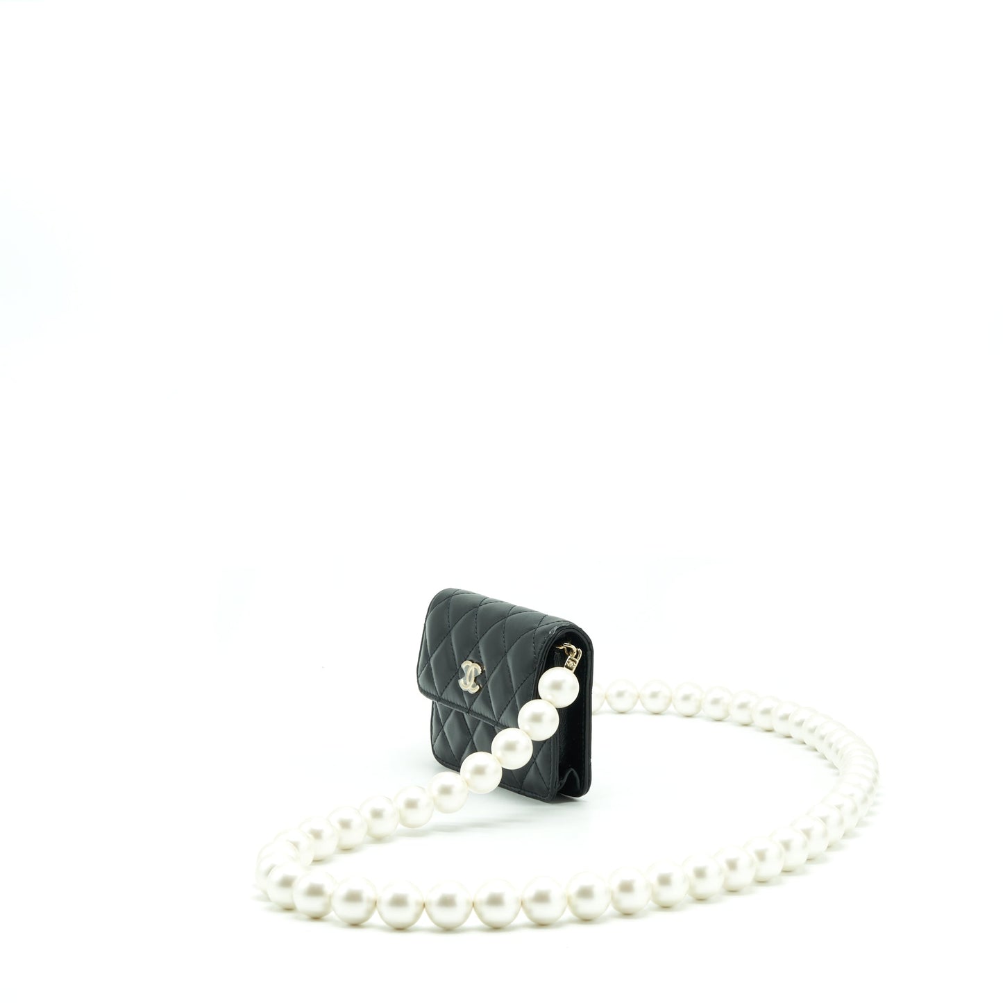 Chanel Giant Pearl Chain Mini Bag Lambskin Black L