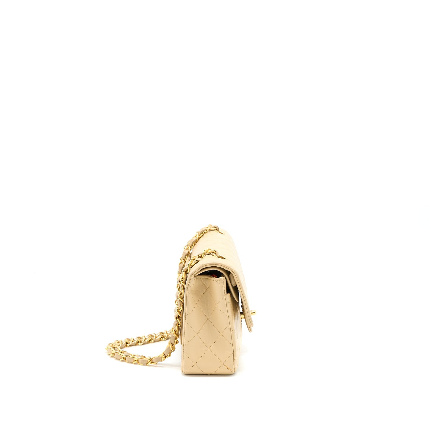 Chanel  Small Classic Double Flap Bag Lambskin Beige