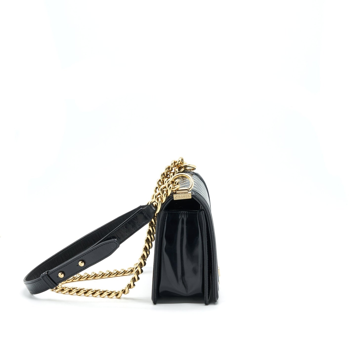 Chanel Medium Le Boy Patent Leather Black L