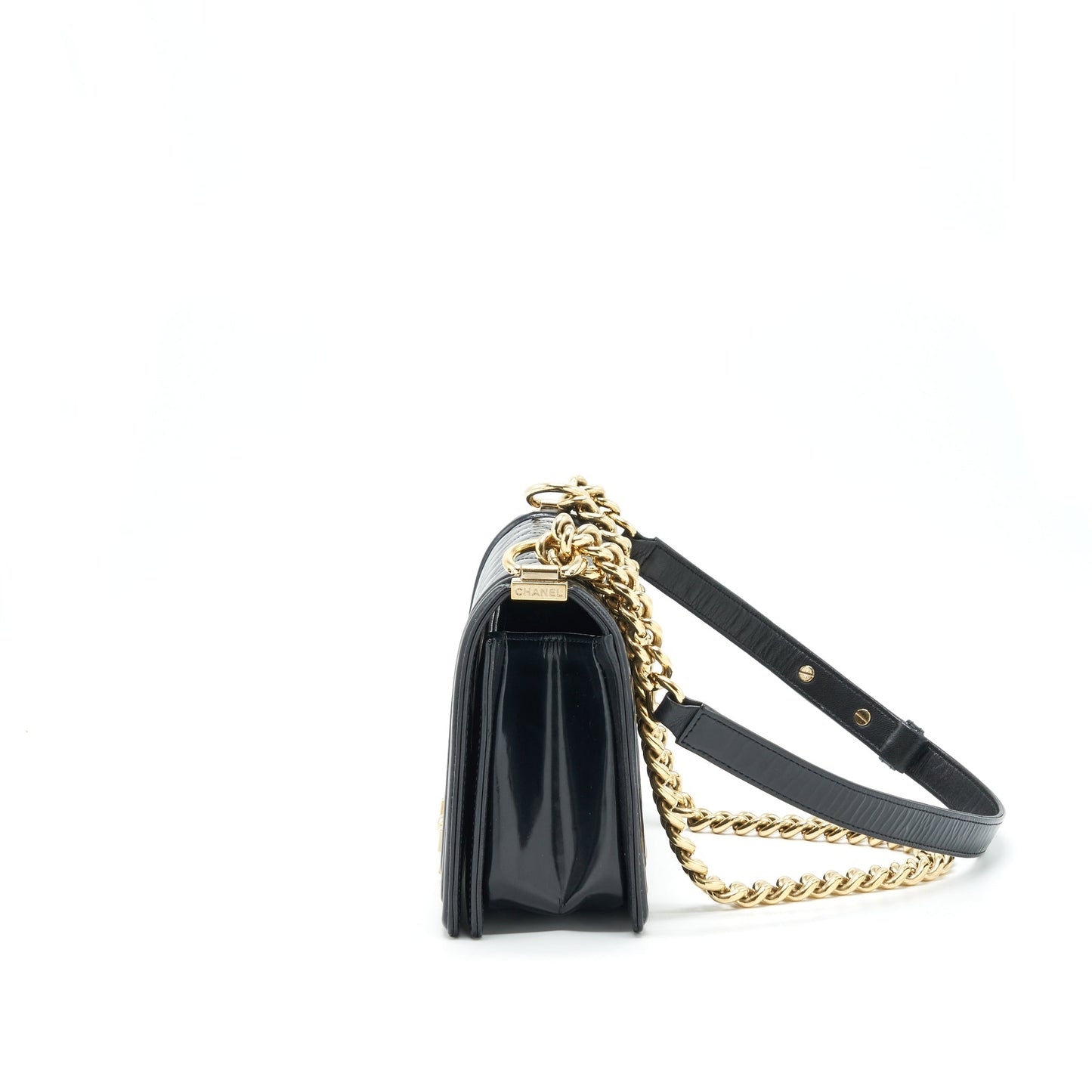 Chanel Medium Le Boy Patent Leather Black L