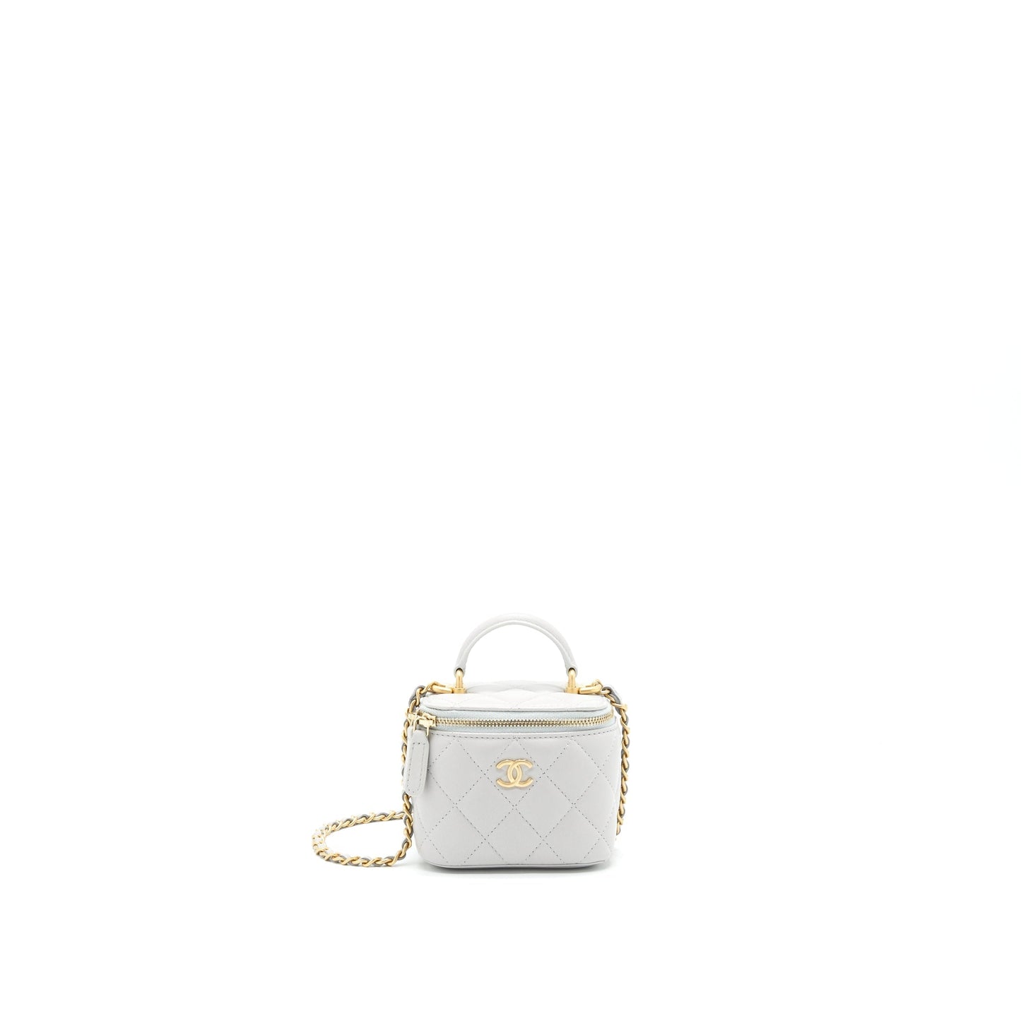 Chanel 21A Small handle Vanity with Chain Grey with