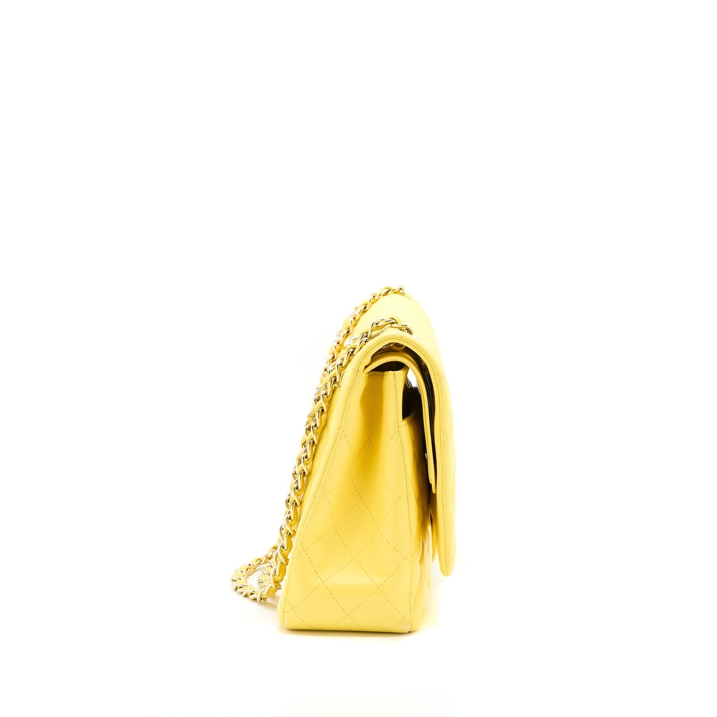Chanel Maxi Classic Double Flap Bag Lambskin Yellow L