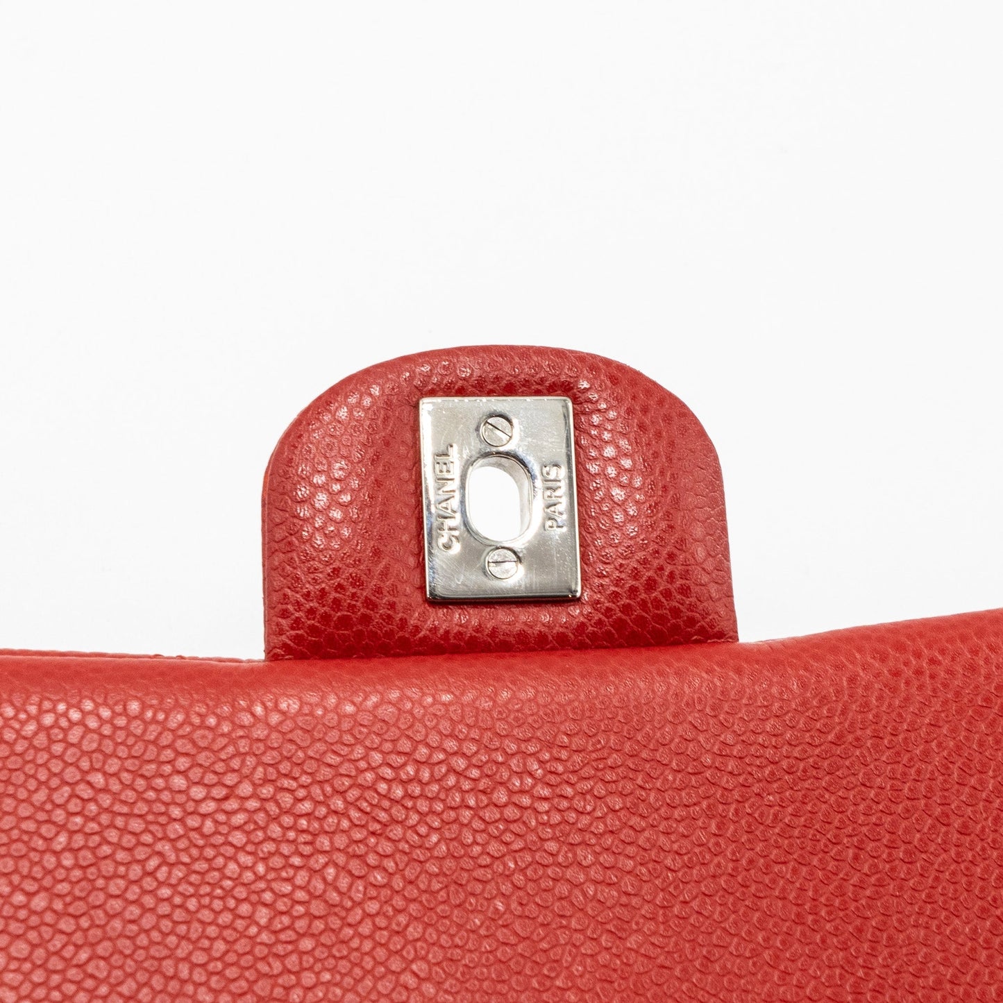 Chanel Timeless Flap Clutch With Chain Caviar Red