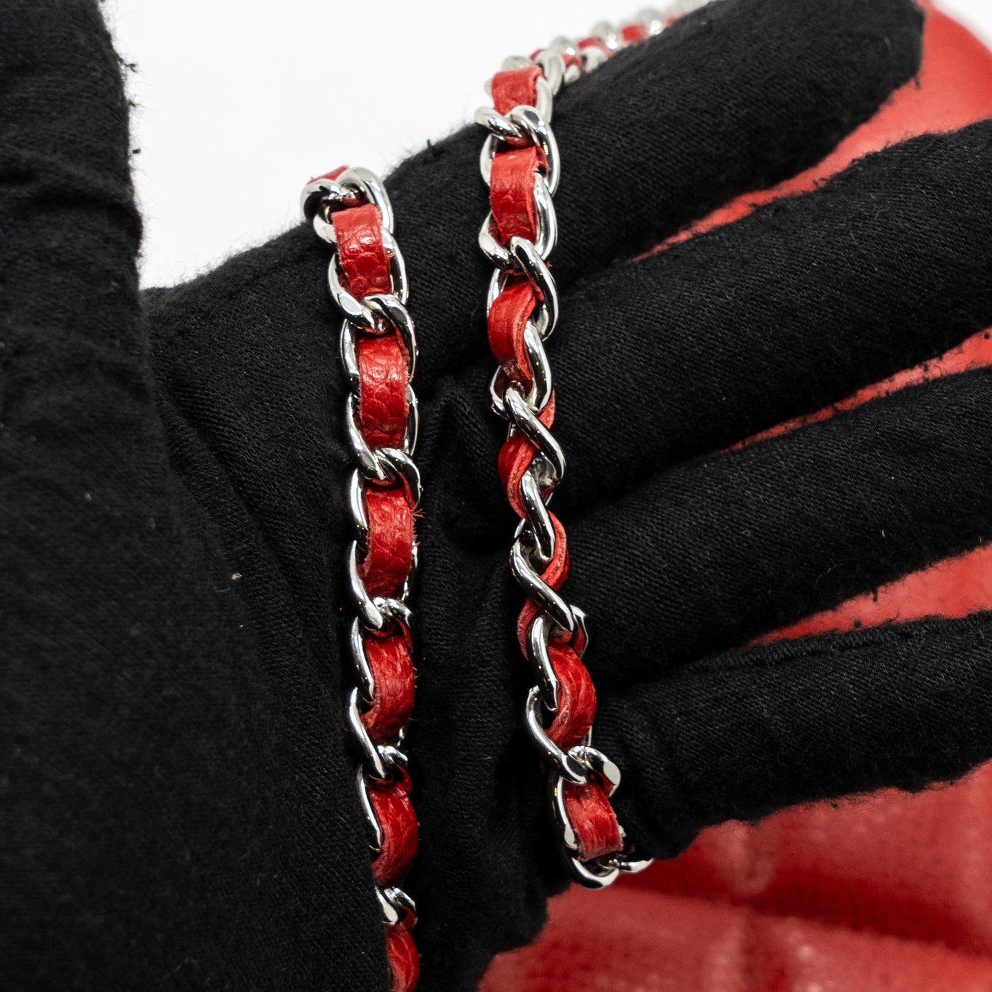 Chanel Timeless Flap Clutch With Chain Caviar Red