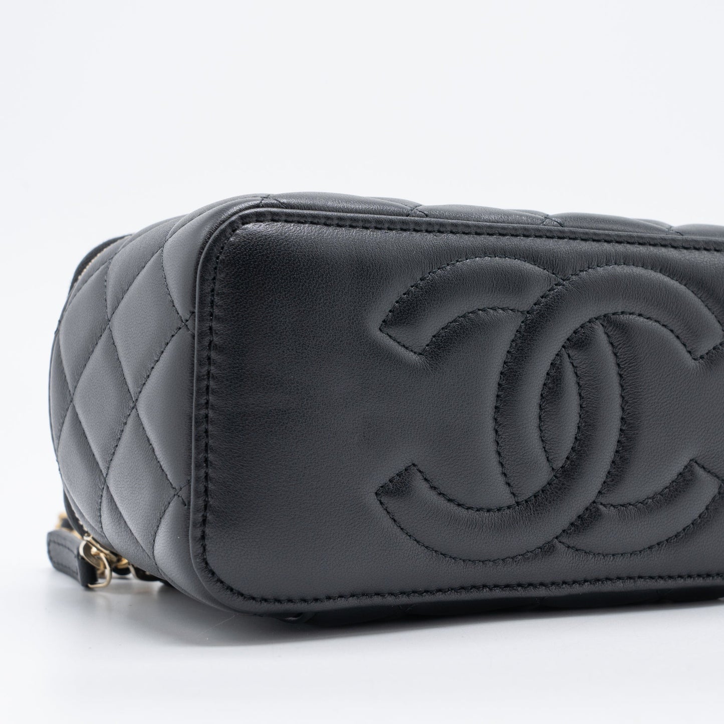 Chanel 23C Pearl Crush Long Vanity Lambskin Black Brushed  (Microchip)