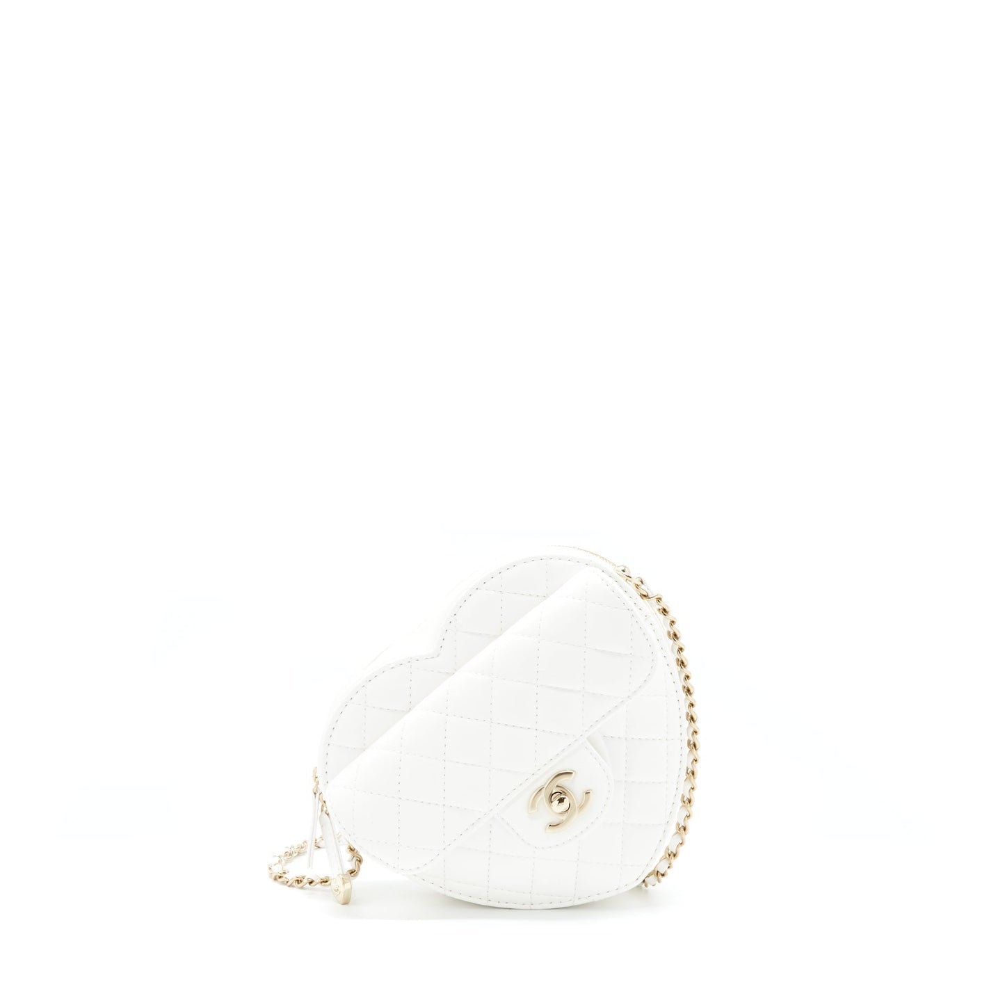Chanel 22S Heart Bag Lambskin White L