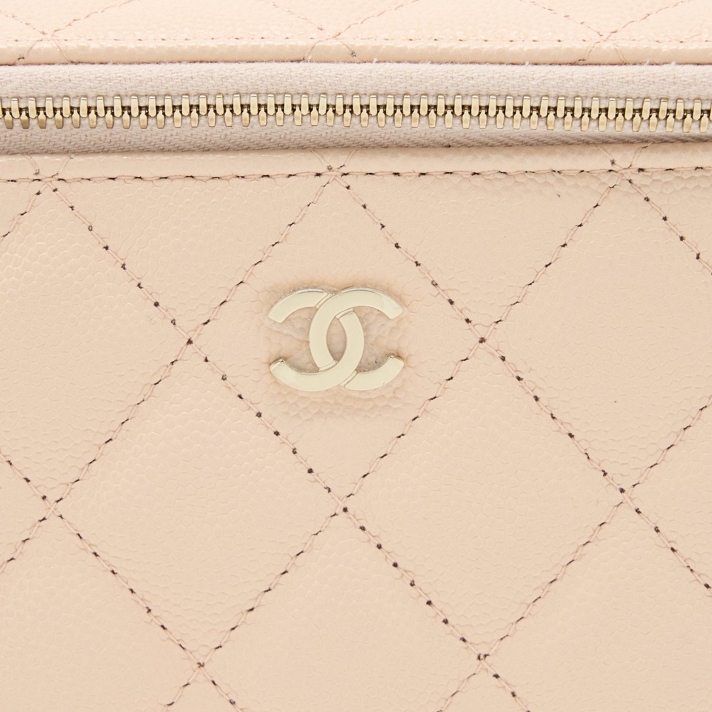Chanel Long Vanity Case Caviar Light Beige L