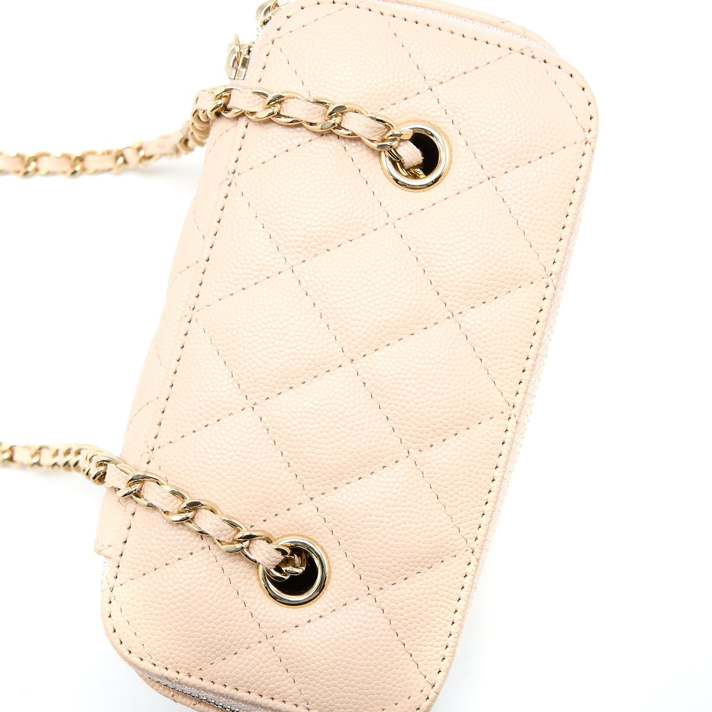 Chanel Long Vanity Case Caviar Light Beige L