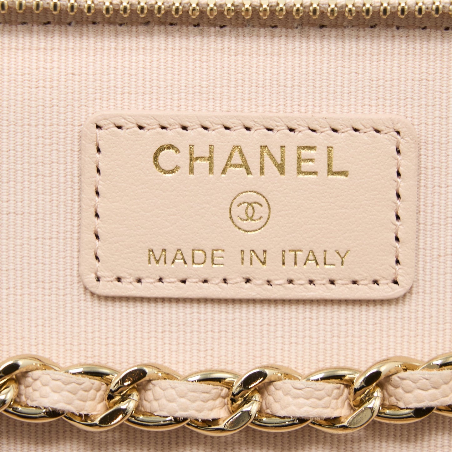 Chanel Long Vanity Case Caviar Light Beige L
