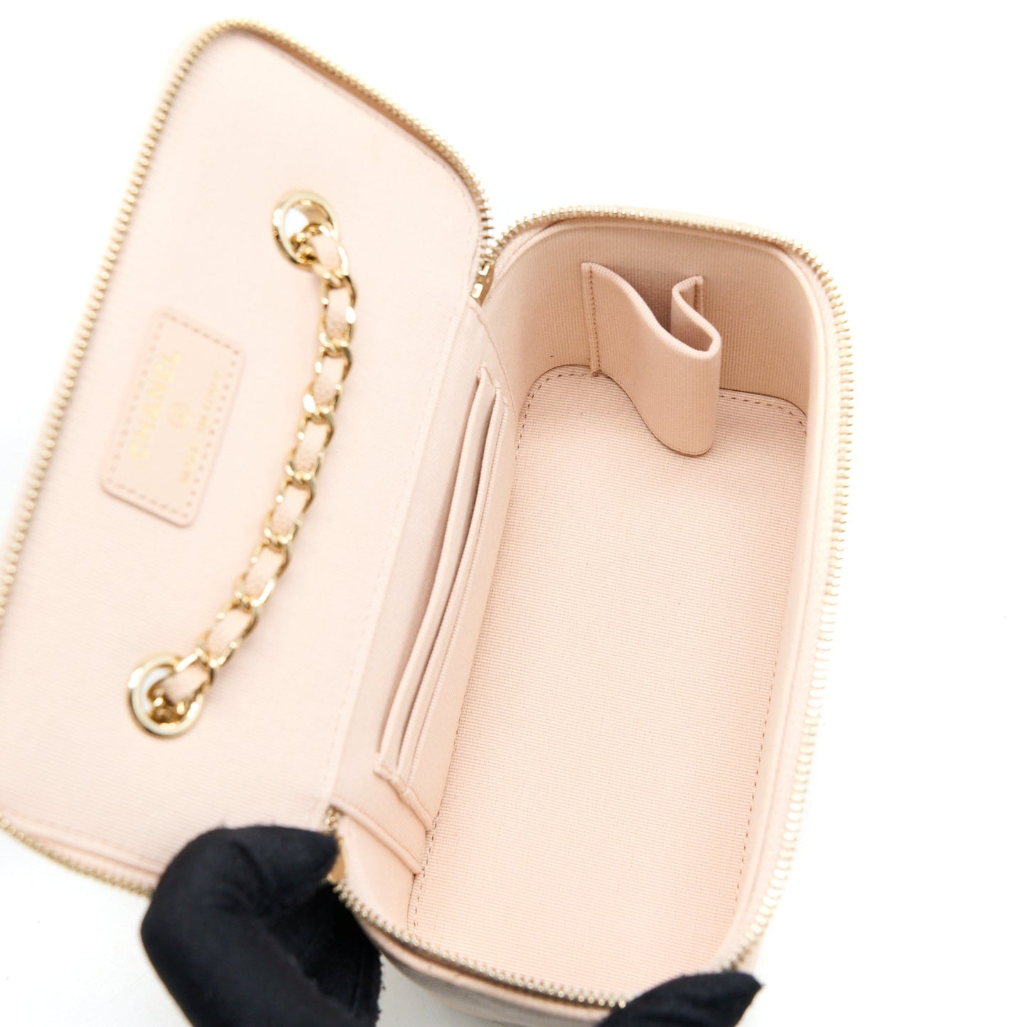 Chanel Long Vanity Case Caviar Light Beige L