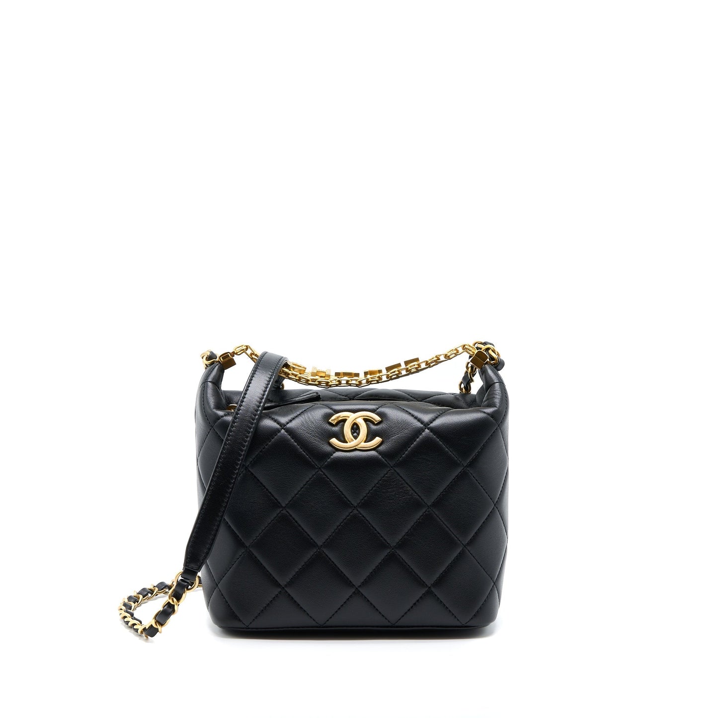 Chanel 22S Detail Handle Hobo Crossbody Bag Lambskin Black (Microchip)