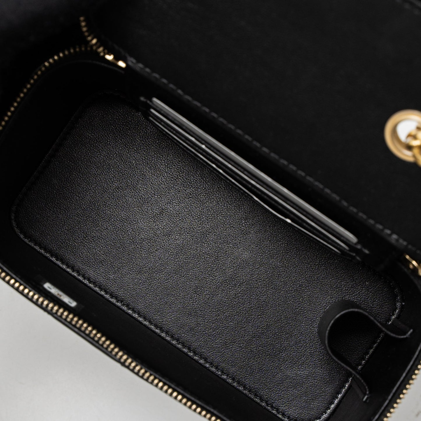 Chanel 22K Gold Pillar Adjustable Chain Long Vanity Lambskin Black Brushed (Microchip)