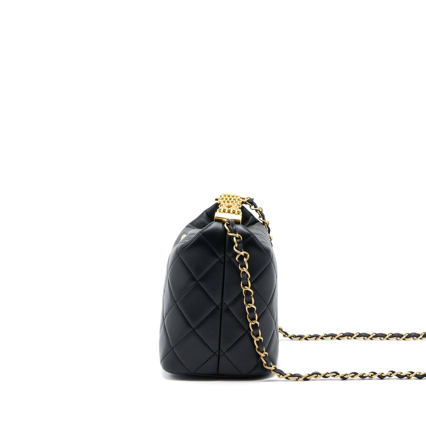 Chanel 22S Detail Handle Hobo Crossbody Bag Lambskin Black (Microchip)