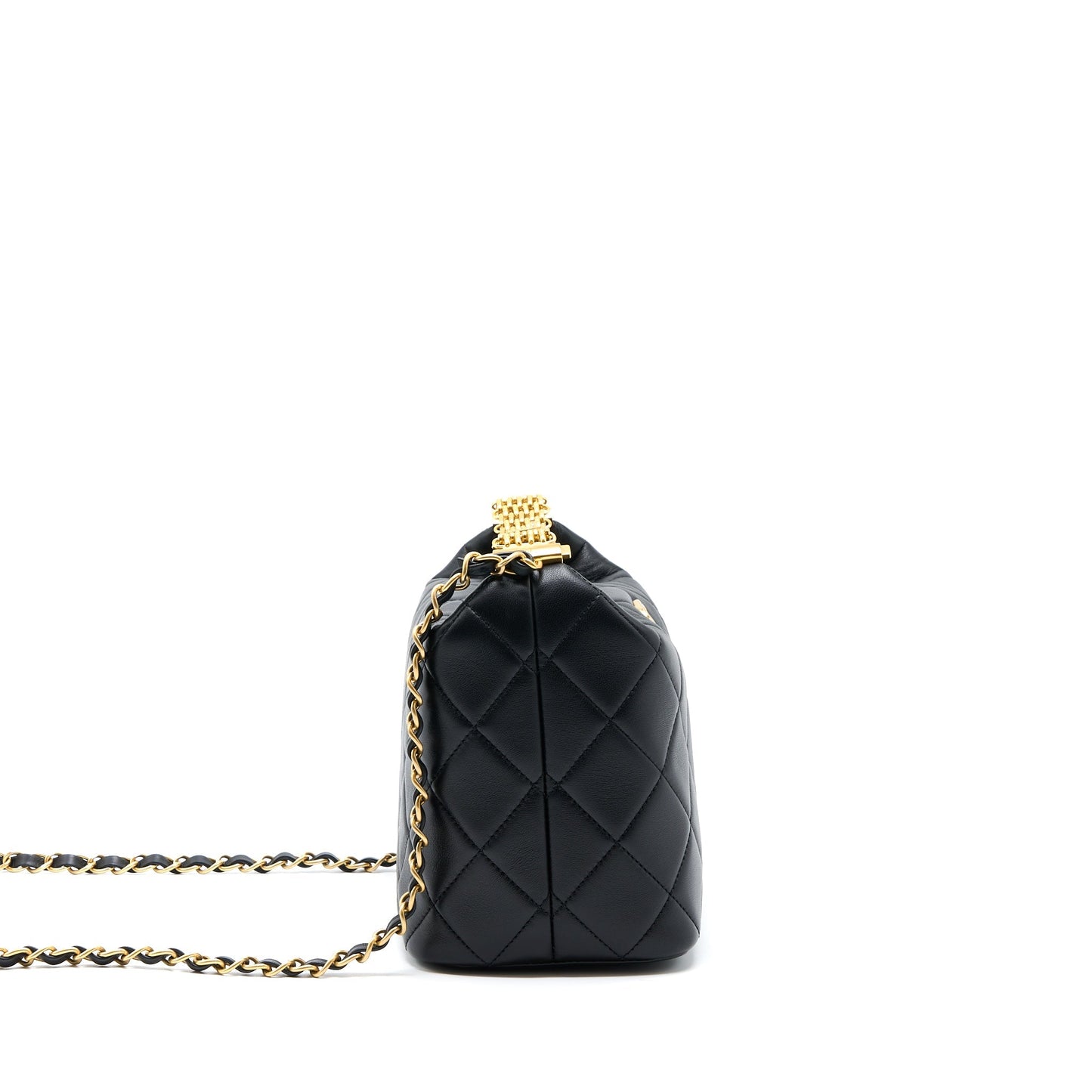 Chanel 22S Detail Handle Hobo Crossbody Bag Lambskin Black (Microchip)