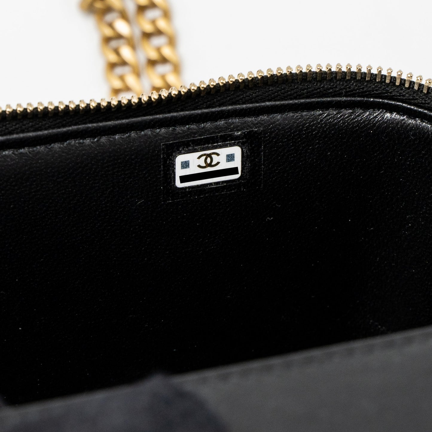 Chanel 22K Gold Pillar Adjustable Chain Long Vanity Lambskin Black Brushed (Microchip)