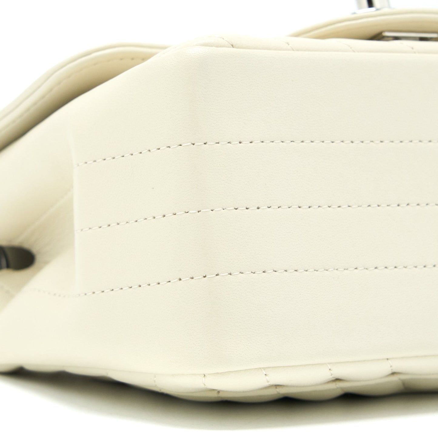 Chanel 21c Mini Square Flap Bag Chevron Lambskin Beige