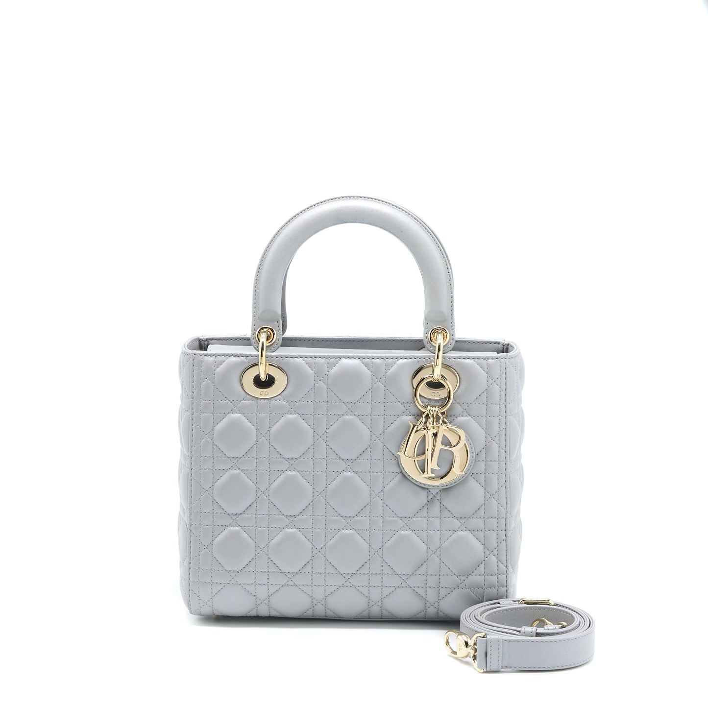 Dior Medium Lady Dior Lambskin Grey