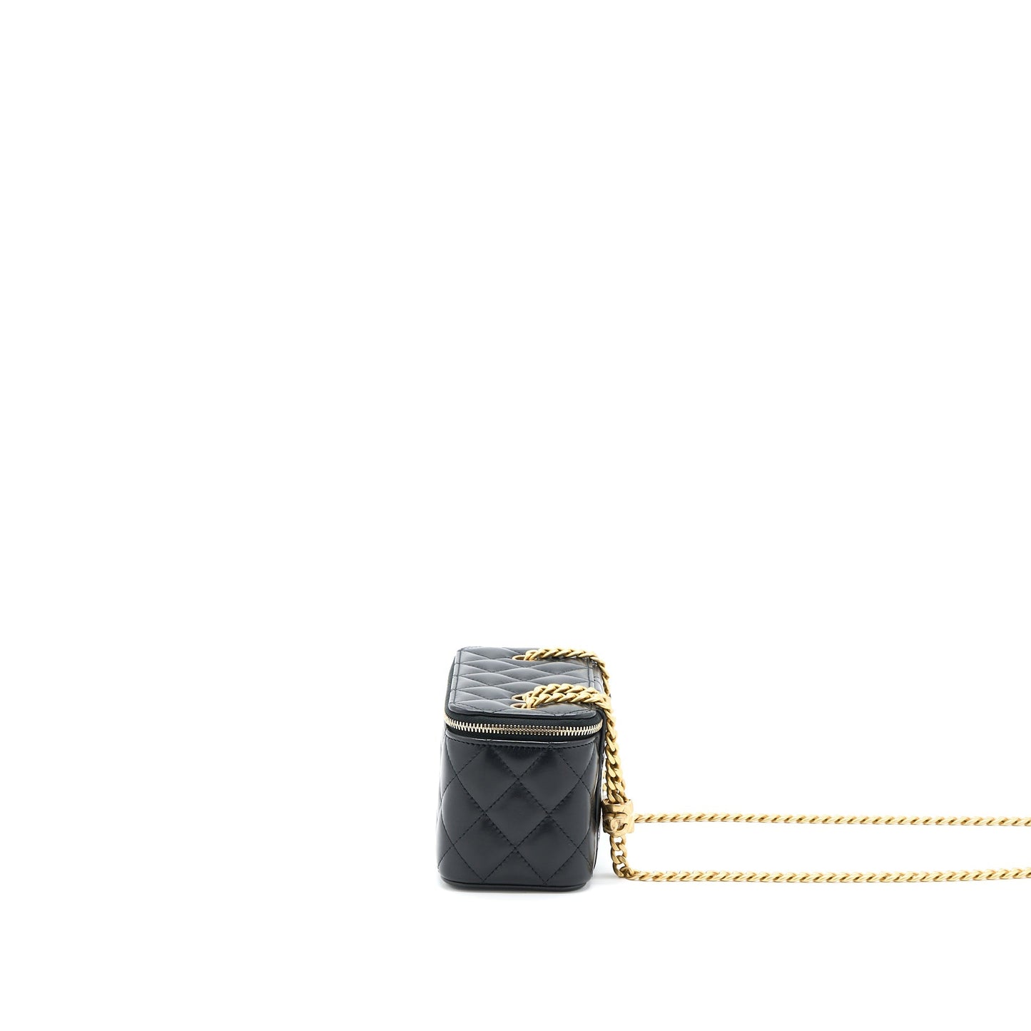 Chanel 22K Gold Pillar Adjustable Chain Long Vanity Lambskin Black