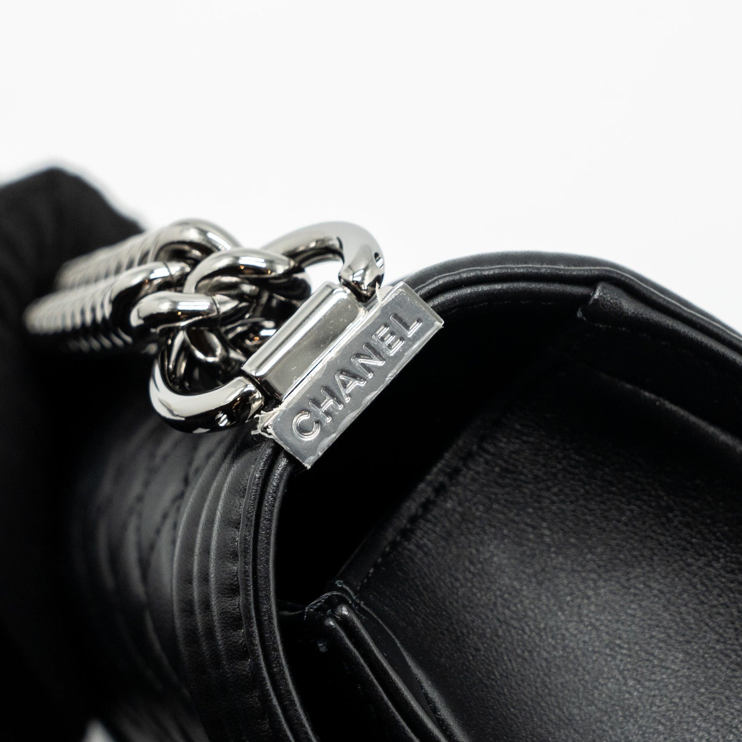 Chanel Small Boy Bag Calfskin Black  (microchip)