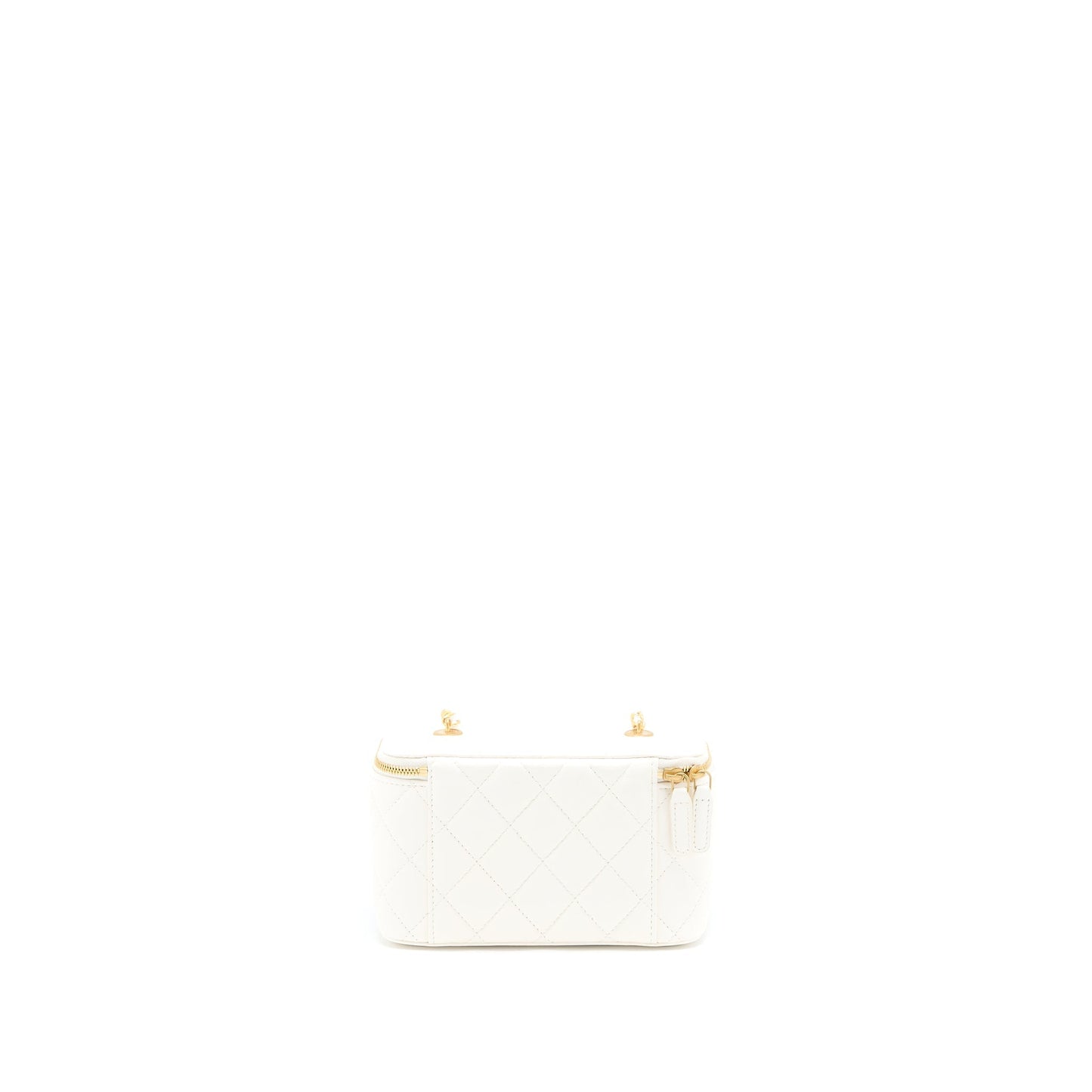 Chanel Long Vanity With Coco Letter Chain Lambskin White
