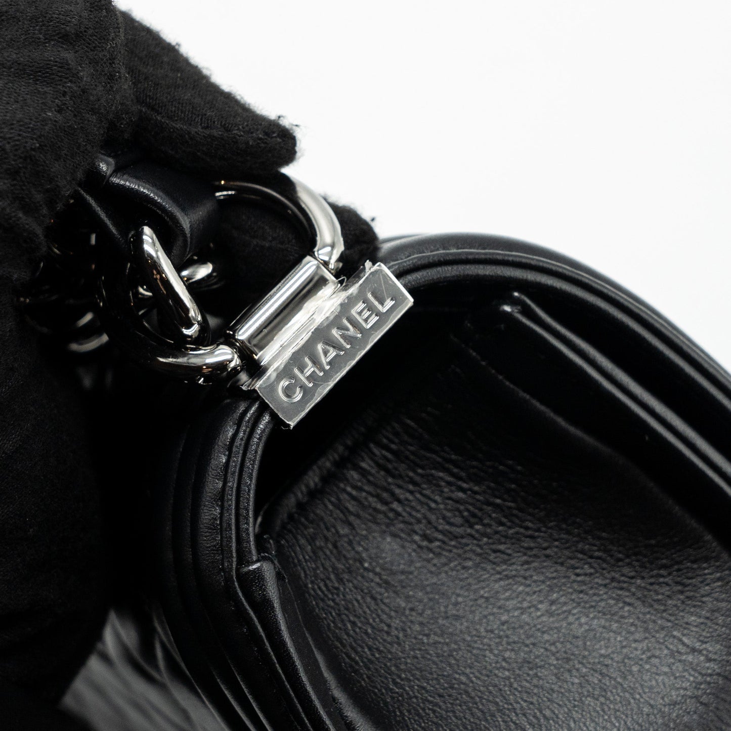 Chanel Small Boy Bag Calfskin Black  (microchip)