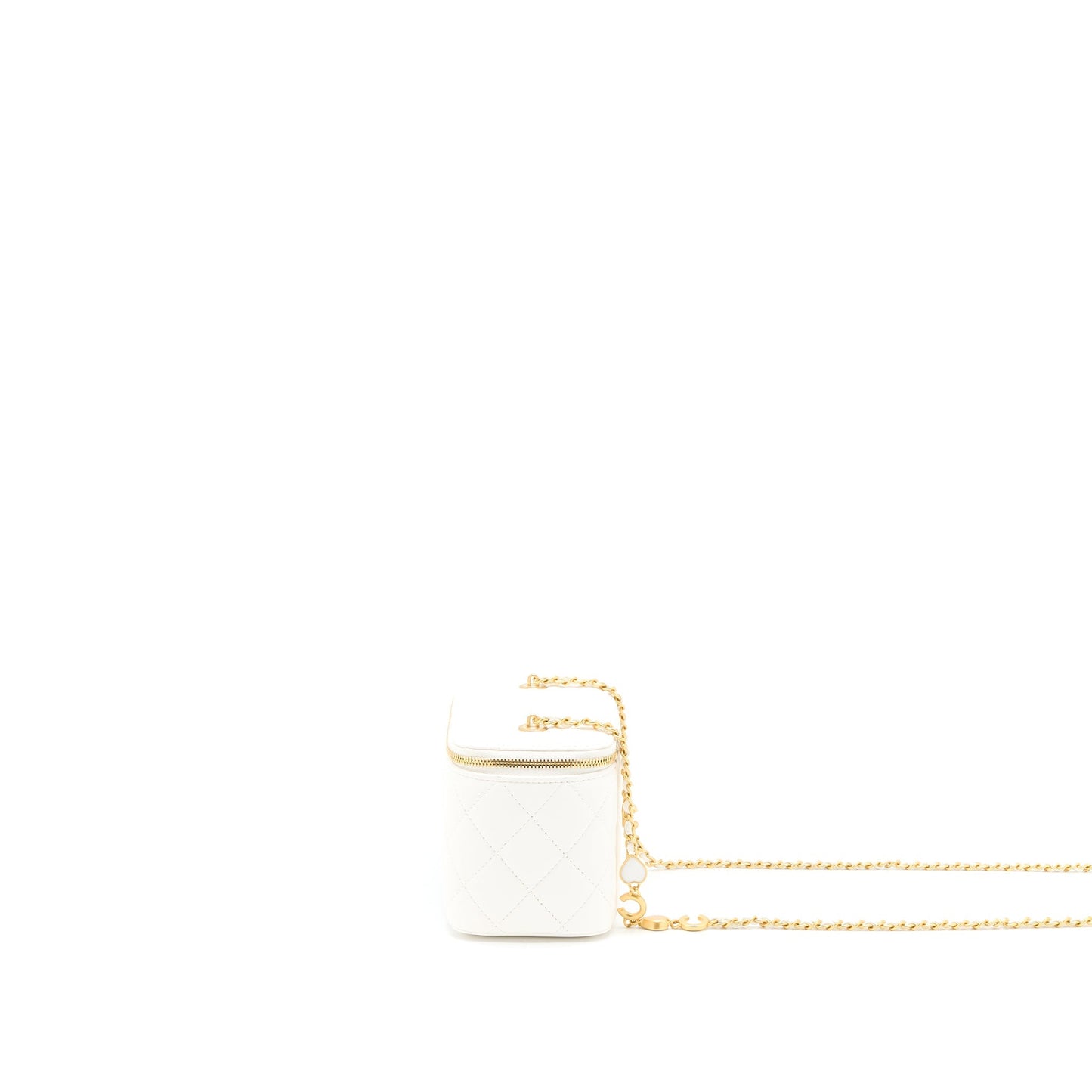 Chanel Long Vanity With Coco Letter Chain Lambskin White