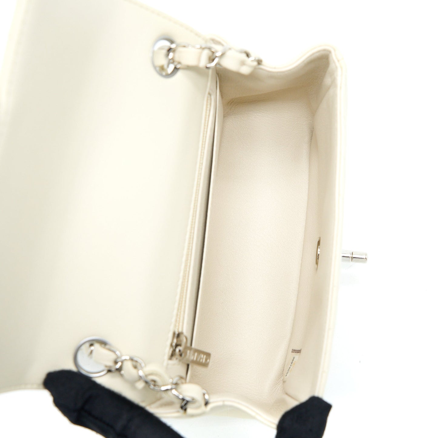 Chanel 21c Mini Square Flap Bag Chevron Lambskin Beige