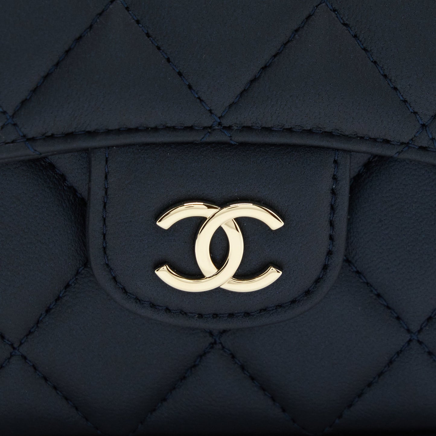 Chanel 22S Top Handle Mini Flap Bag With Chain Lambskin Navy L