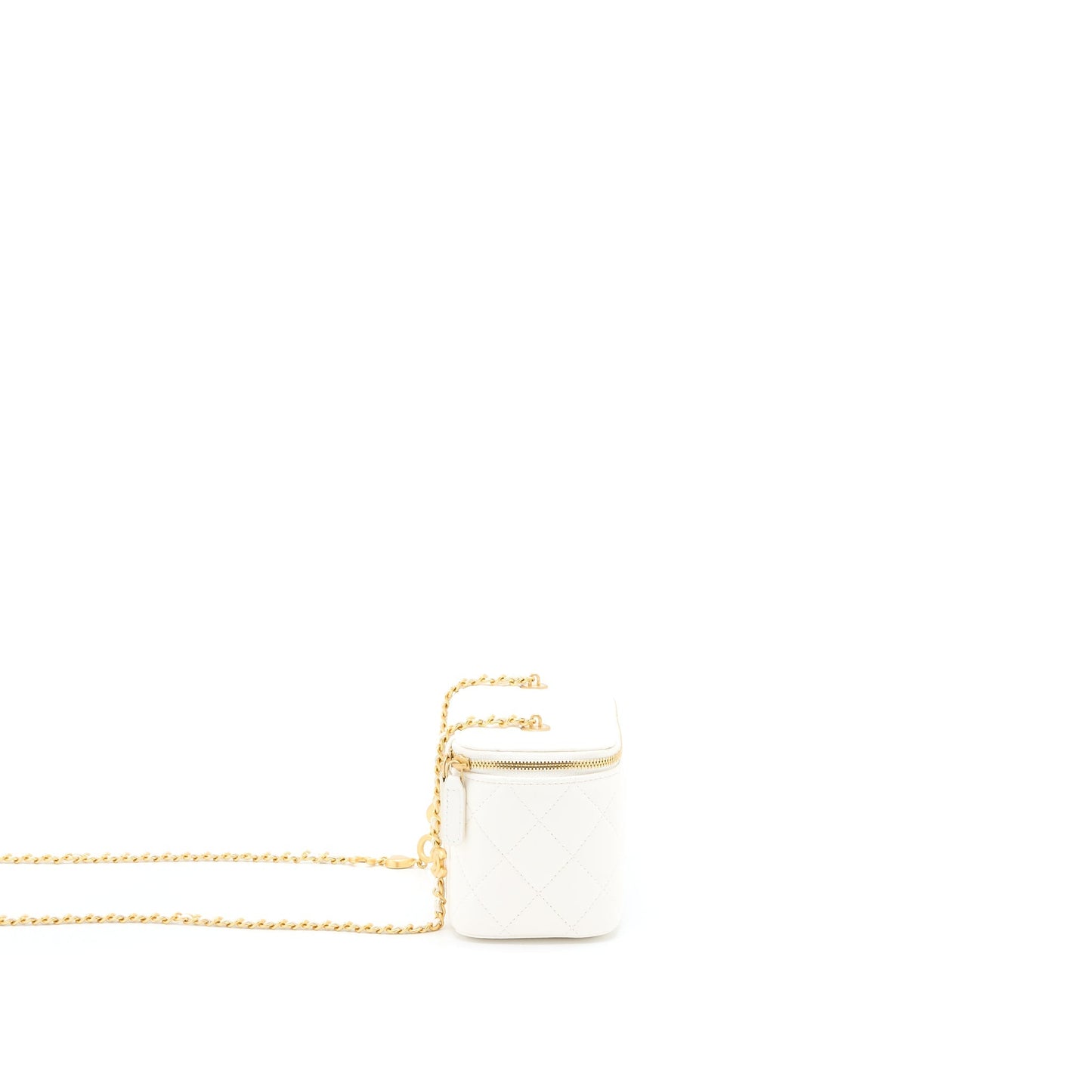 Chanel Long Vanity With Coco Letter Chain Lambskin White