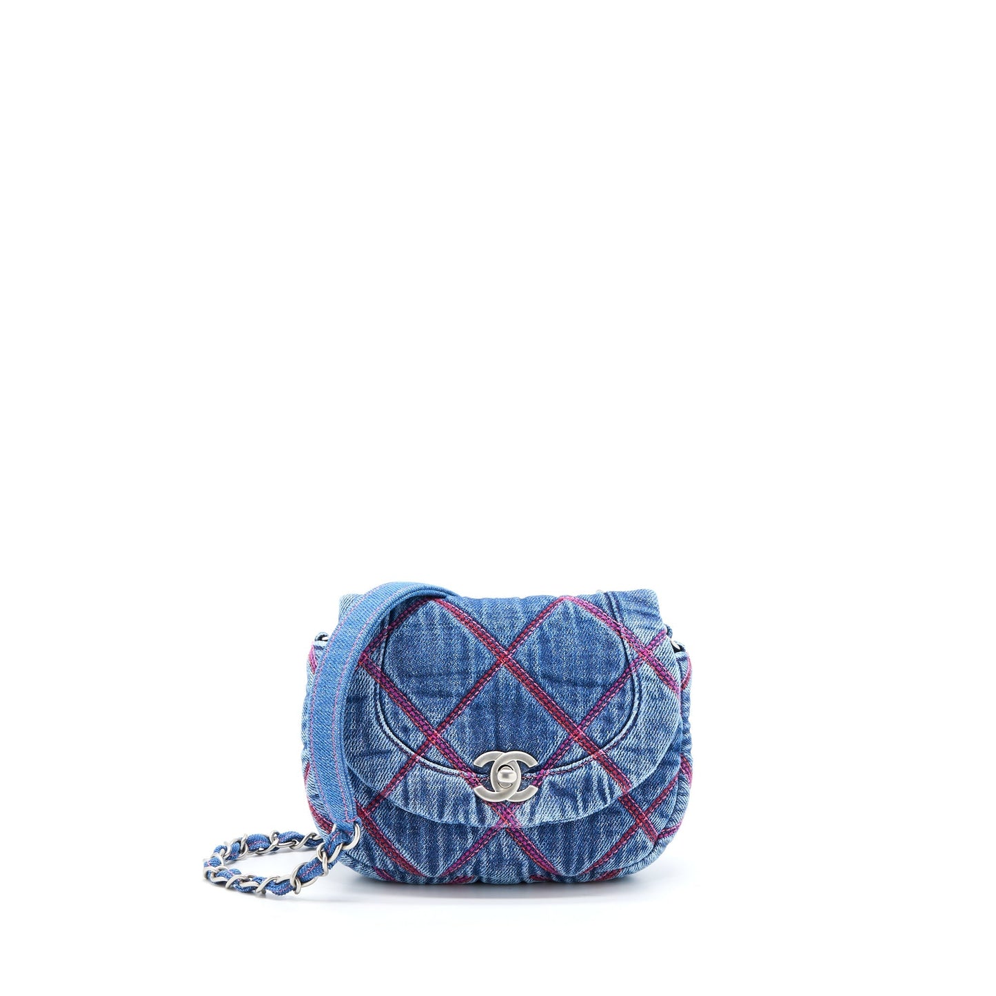 Chanel 22S Coco Beach Denim Mini Saddle Bag Denim Blue  (Microchip)