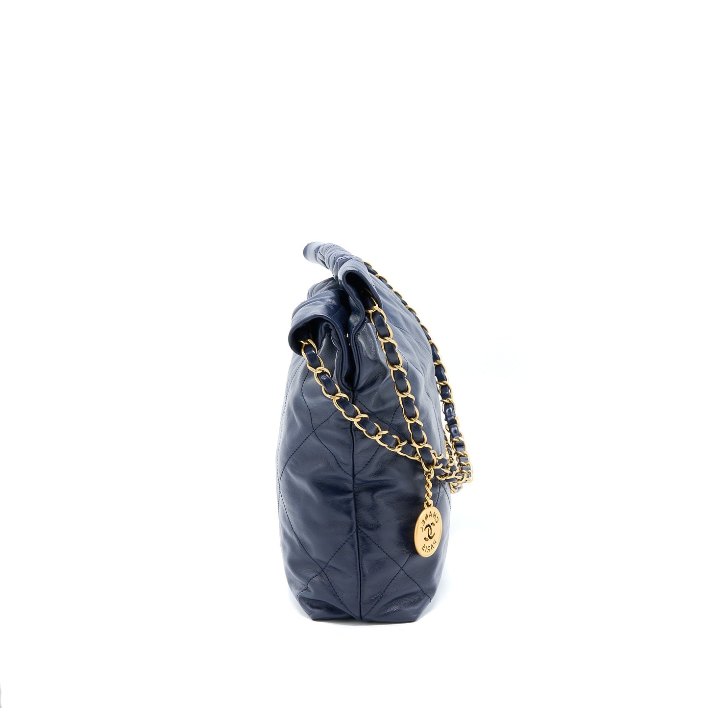 Chanel Small 22 Bag Shiny Calfskin Navy  (Microchip)