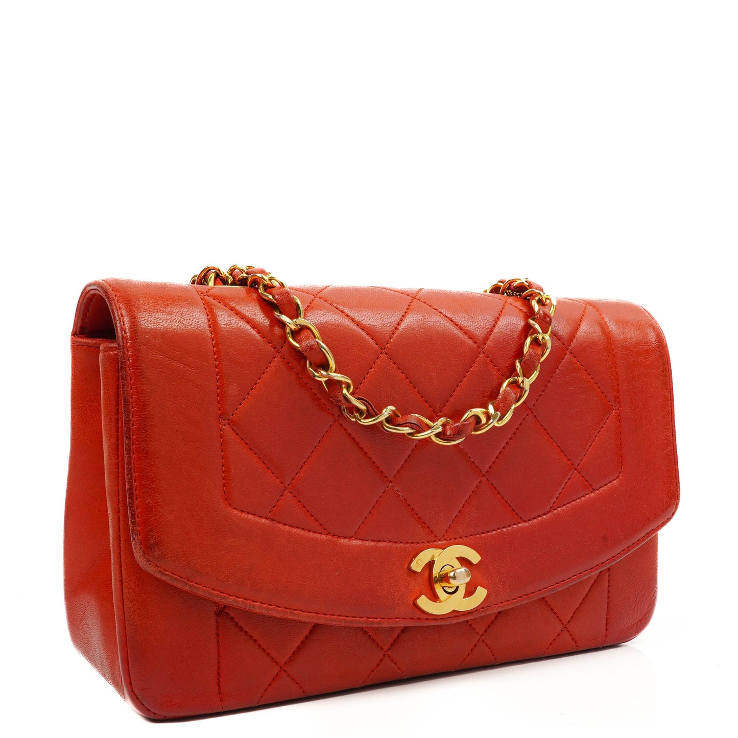 Chanel  Small Diana Flap Bag Red Quilted Leather 24K Gold-Plated Hardware