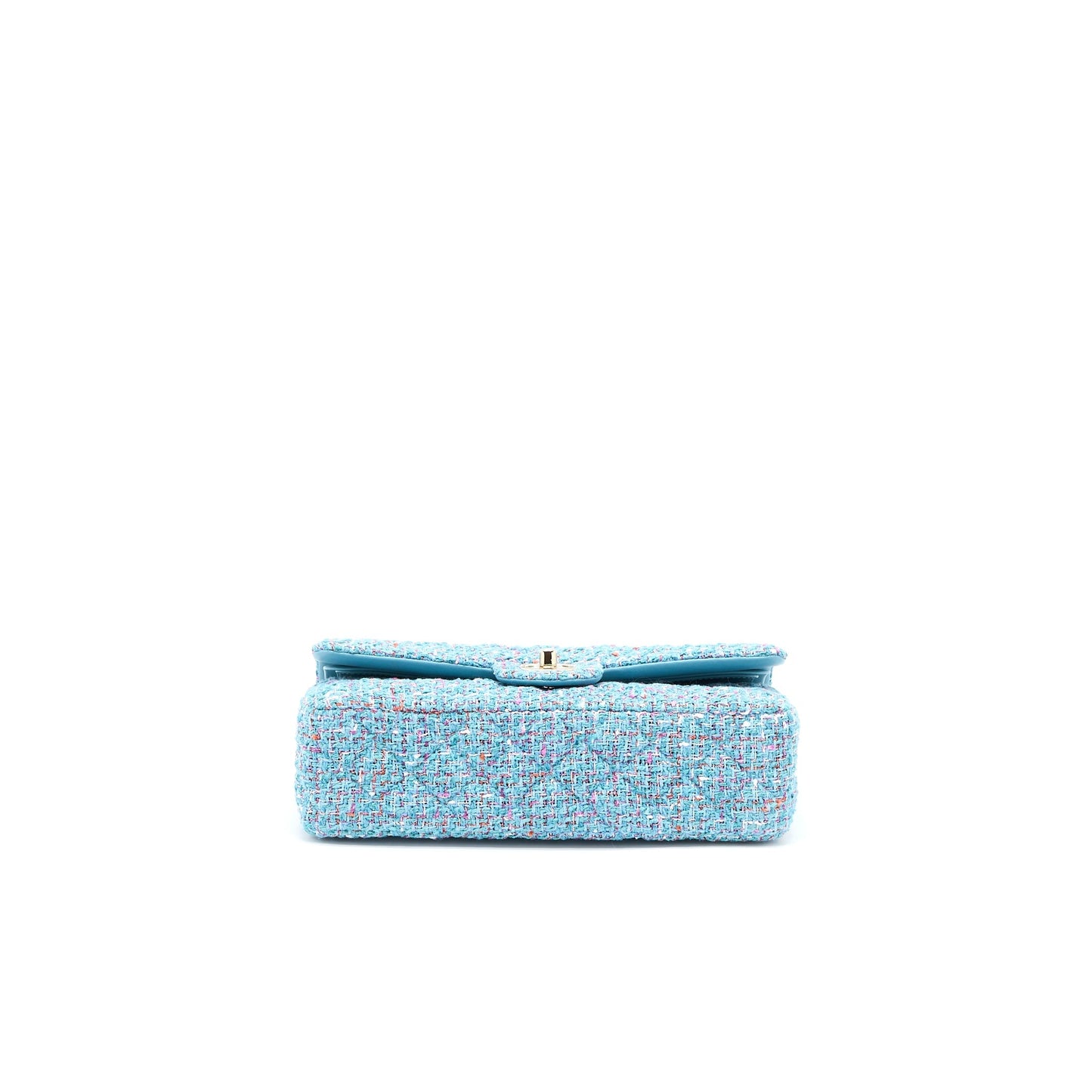 Chanel Tweed Medium Classic Double Flap Bag Light Blue L
